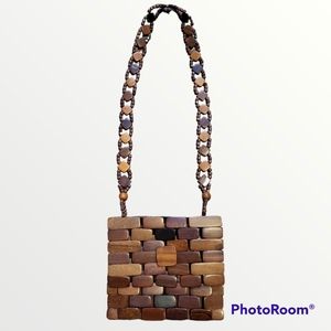 Vintage 90's Wooden Block Purse